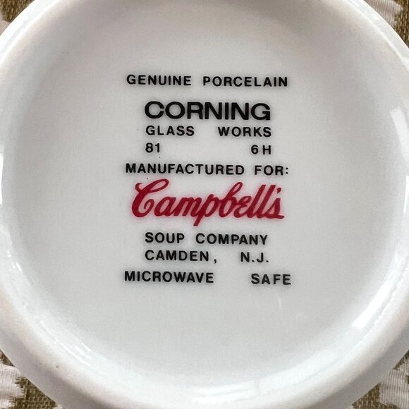 6 Set VTG 1981 Campbells Soup Porcelain Mugs Corning Glass Works Microwave Safe - Picture 6 of 8
